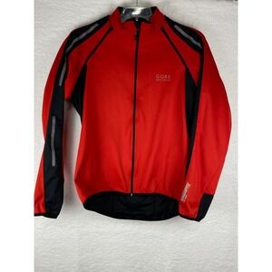 Gore Bike Wear Men XL Windstopper Soft Shell Cycling Jacket Red Black Reflective